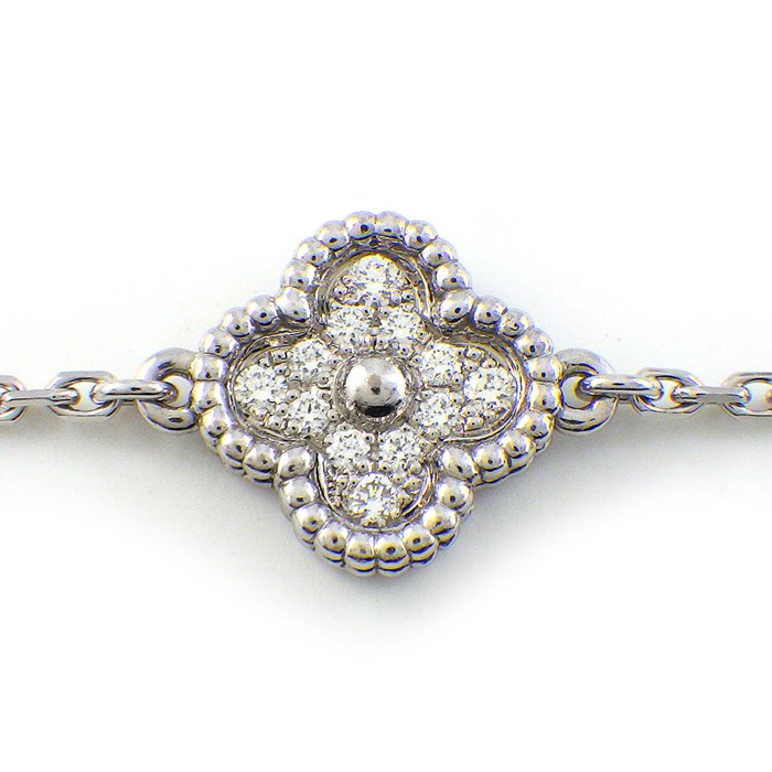 ヴァンクリーフ＆アーペル Van Cleef & Arpels ブレスレット スウィートアルハンブラ 6モチーフ VCARO85700 フルパヴェ 72ポイント ダイヤモンド 計0.48ct K18WG 【中古】