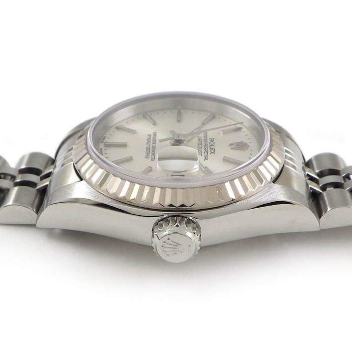 ロレックス Rolex 腕時計 デイトジャスト 79174 Y番 シルバーサンレイ文字盤 フルーテッドベゼル ジュビリーブレス K18WG SS 自動巻き 【中古】