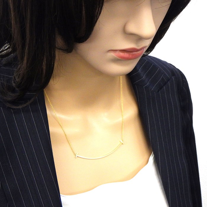 ティファニー Tiffany & Co. ネックレス Tスマイル ラージ K18YG