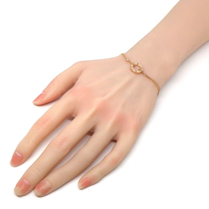 カルティエ Cartier ブレスレット ラブ B6063600 サークル ダブルチェーン 2ポイント ダイヤモンド K18PG 【中古】
