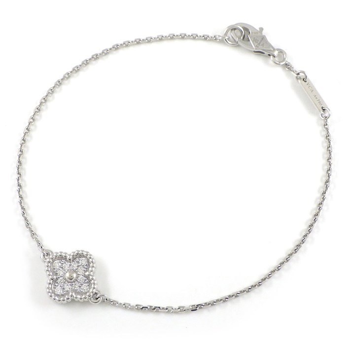 ヴァンクリーフ＆アーペル Van Cleef & Arpels ブレスレット スウィート アルハンブラ VCARO85600 ダイヤモンド 計0.08ct K18WG 【箱・保付き】 【中古】