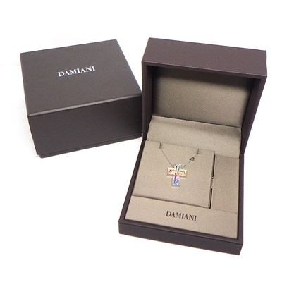 ダミアーニ DAMIANI ネックレス ベル エポック 20091750 レインボー クロス パヴェ マルチカラー サファイア ダイヤモンド K18WG 【中古】