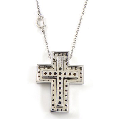 ダミアーニ DAMIANI ネックレス ベル エポック 20091750 レインボー クロス パヴェ マルチカラー サファイア ダイヤモンド K18WG 【中古】