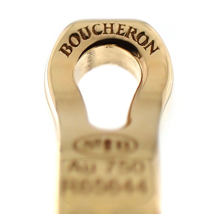 ブシュロン BOUCHERON フープ ピアス キャトル グログラン シングル クリップ JCO01369 K18YG 【中古】