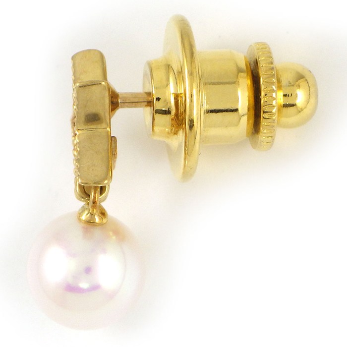 ミキモト MIKIMOTO ピンブローチ スター 星モチーフ 1ポイント パール 7mm珠 ダイヤモンド K18YG 【中古】