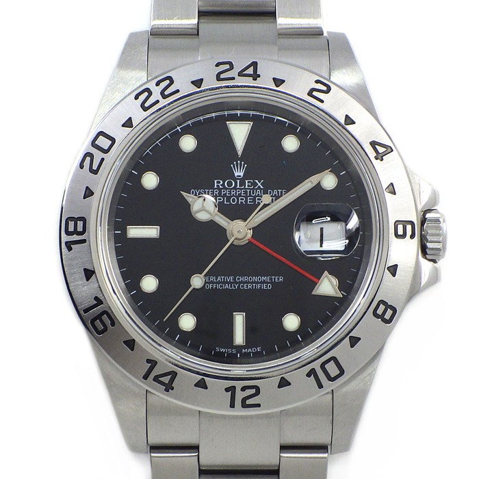 ロレックス Rolex 腕時計 エクスプローラーII 16570 Z番 2006年製 GMT デイト 夜光インデックス 夜光針 ブラック 文字盤 SS 自動巻き 【中古】
