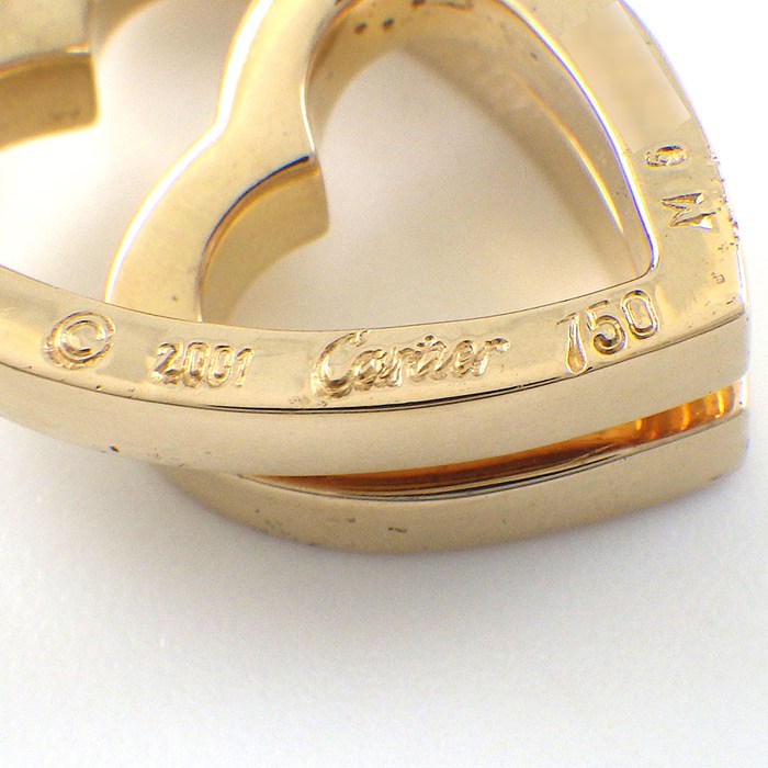 カルティエ Cartier チャーム ペンダントトップ インターレース ハート ダブル K18YG 【中古】