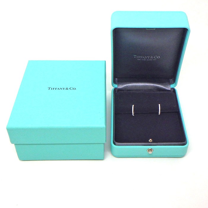ティファニー Tiffany & Co. ピアス メトロ フープ スモール 60006461 フル サークル ダイヤモンド 計0.30ct K18WG 【中古】