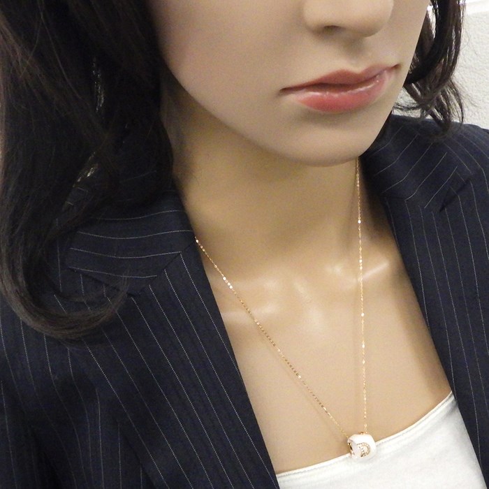 ダミアーニ DAMIANI ネックレス D.ICON ディ アイコン パヴェ ダイヤモンド K18PG ホワイト セラミック 【中古】