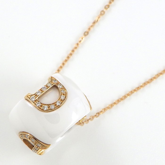 ダミアーニ DAMIANI ネックレス D.ICON ディ アイコン パヴェ ダイヤモンド K18PG ホワイト セラミック 【中古】