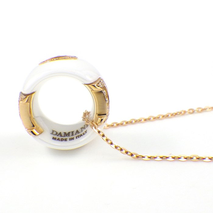 ダミアーニ DAMIANI ネックレス D.ICON ディ アイコン パヴェ ダイヤモンド K18PG ホワイト セラミック 【中古】