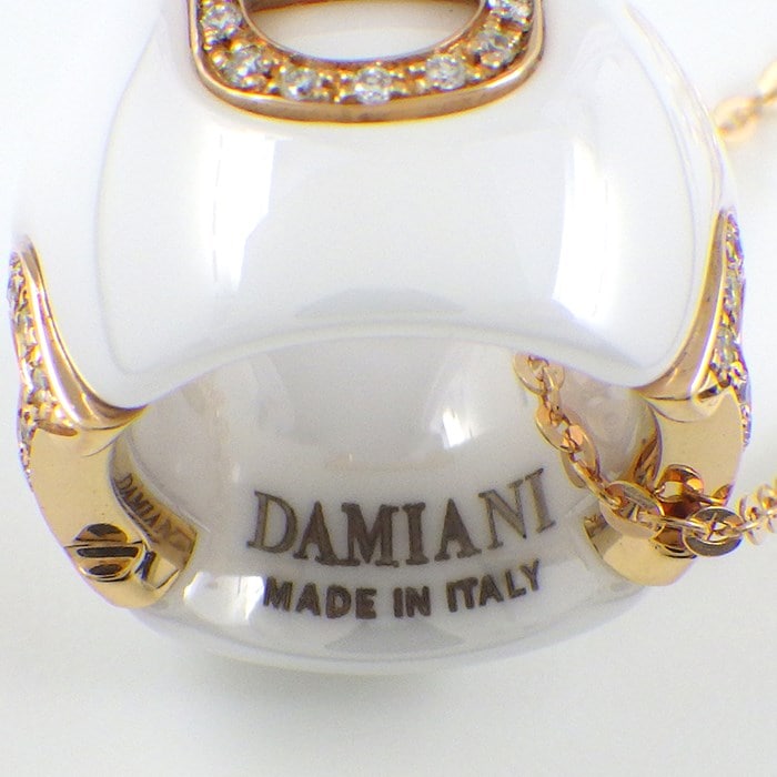 ダミアーニ DAMIANI ネックレス D.ICON ディ アイコン パヴェ ダイヤモンド K18PG ホワイト セラミック 【中古】
