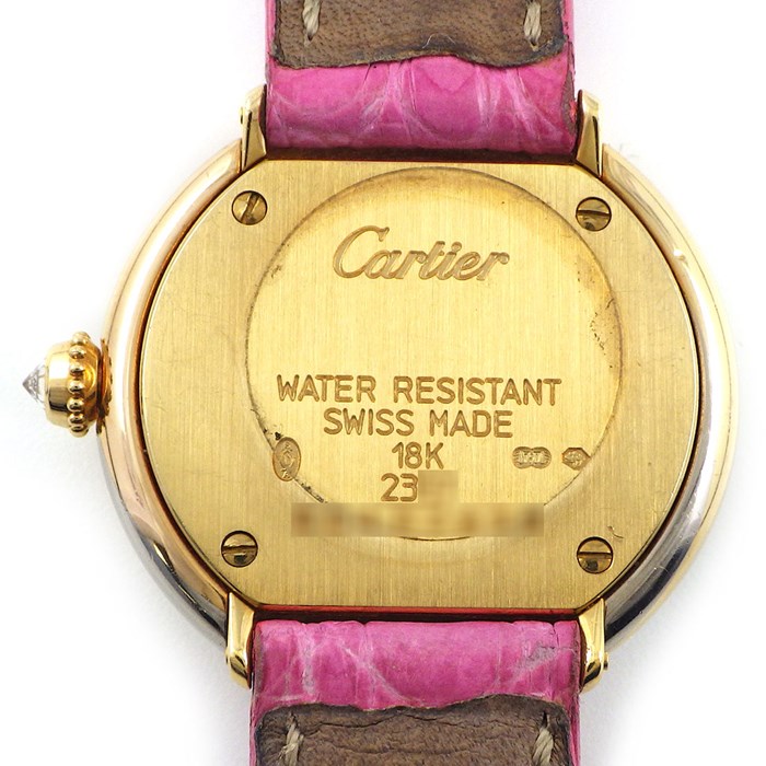 カルティエ Cartier 腕時計 トリニティ WG200256 スリーカラー ダイヤモンド インデックス/リューズ ギョーシェ ヴァーグ シルバーホワイト文字盤 K18PG K18WG K18YG ピンク クロコダイル レザー ベルト クオーツアナログ 【中古】 カルティエ Cartier 腕時計 トリニティ WG200256 スリーカラー