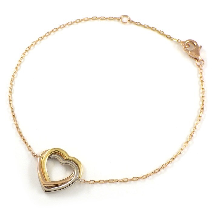 カルティエ Cartier ブレスレット トリニティ ハート スリーカラー K18PG K18WG K18YG 【中古】