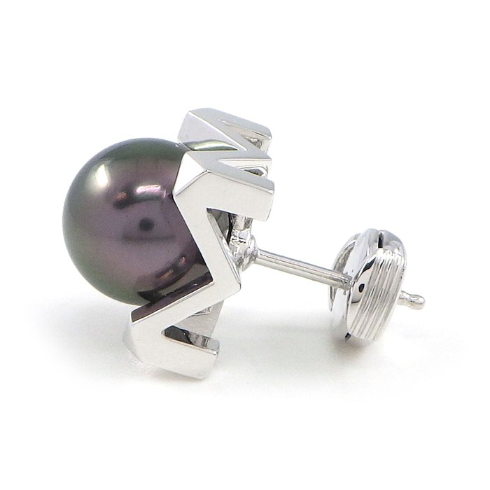 ミキモト MIKIMOTO ピアス パッショノワール Mコレクション PE-1761YU 黒蝶真珠 9.5mm珠 K18WG 【中古】