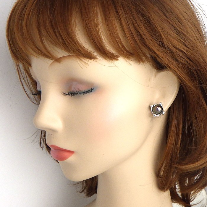ミキモト MIKIMOTO ピアス パッショノワール Mコレクション PE-1761YU 黒蝶真珠 9.5mm珠 K18WG 【中古】