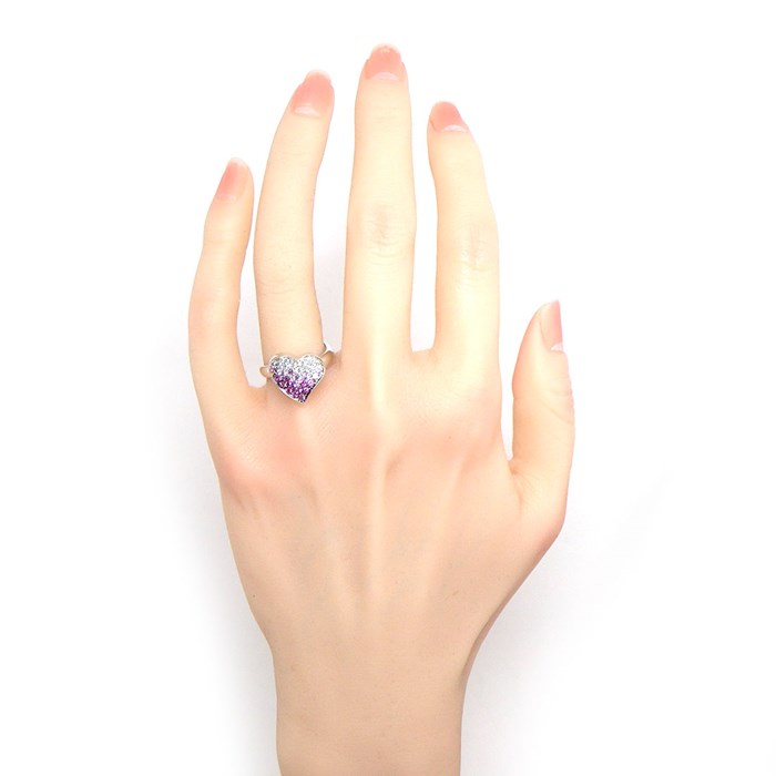 スタージュエリー STAR JEWELRY リング ハート モチーフ パヴェ ピンクサファイア 計0.46ct ダイヤモンド 計0.21ct K18WG 12.5号 【中古】