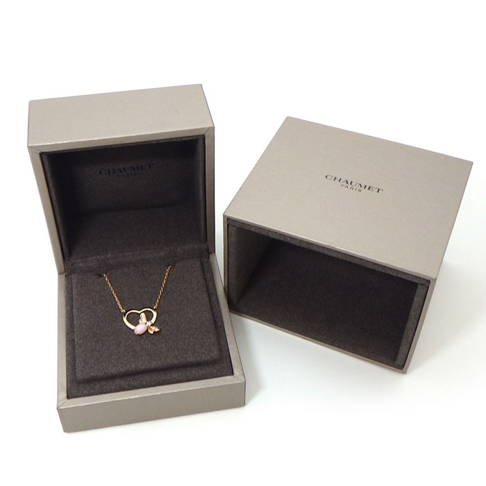 ショーメ Chaumet ネックレス アトラップ モワ ハート ビー 蜂モチーフ カボションカット ピンク オパール ダイヤモンド K18PG 【中古】