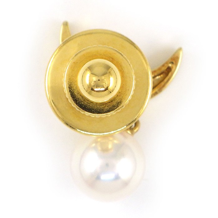 ミキモト MIKIMOTO ピンブローチ ムーン 月モチーフ パール 6.9mm珠 ダイヤモンド K18YG 【中古】