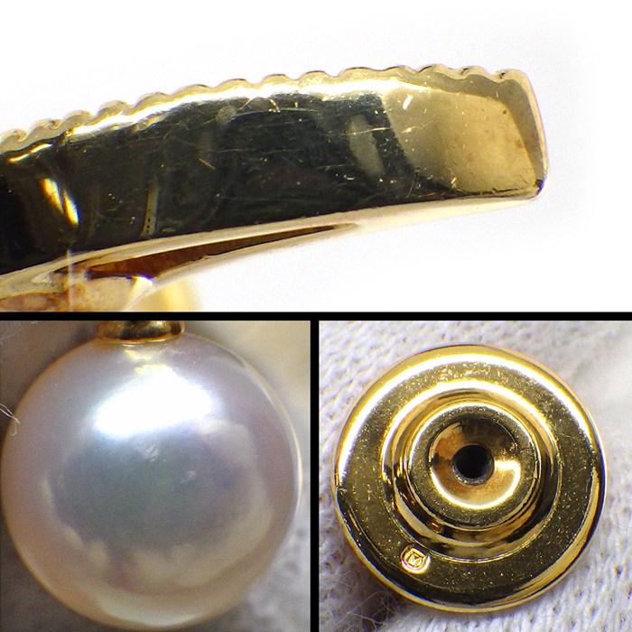 ミキモト MIKIMOTO ピンブローチ ムーン 月モチーフ パール 6.9mm珠 ダイヤモンド K18YG 【中古】