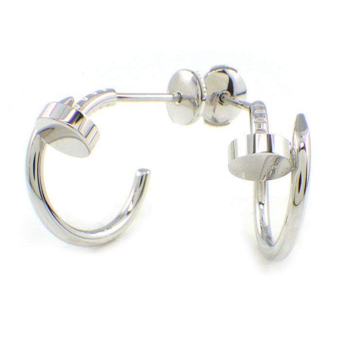  カルティエ Cartier ピアス ジュスト アン クル B8301236 フープ 釘モチーフ K18WG 【箱・保付き】 【中古】