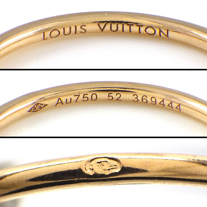 ルイ・ヴィトン LOUIS VUITTON リング バーグ モノグラム イディール パンピーユ 3連 スリーカラー 2ポイント ダイヤモンド K18PG K18WG K18YG 11.5号 / #52 【中古】