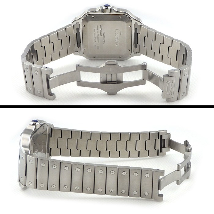 カルティエ Cartier 腕時計 サントス LM WSSA0071 スクエア ネイビーグラデーション文字盤 ローマンインデックス デイト 夜光針 SS 自動巻き 【箱・保付き】 【中古】