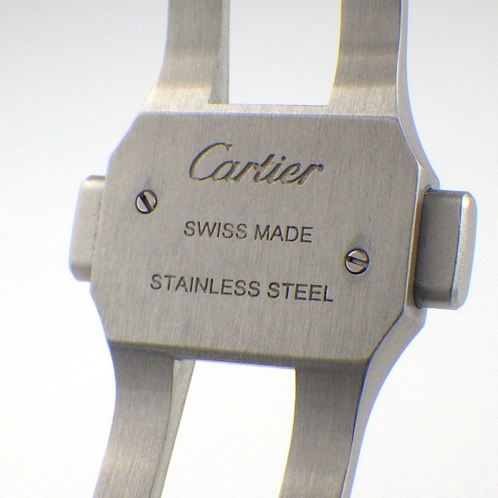 カルティエ Cartier 腕時計 サントス LM WSSA0071 スクエア ネイビーグラデーション文字盤 ローマンインデックス デイト 夜光針 SS 自動巻き 【箱・保付き】 【中古】