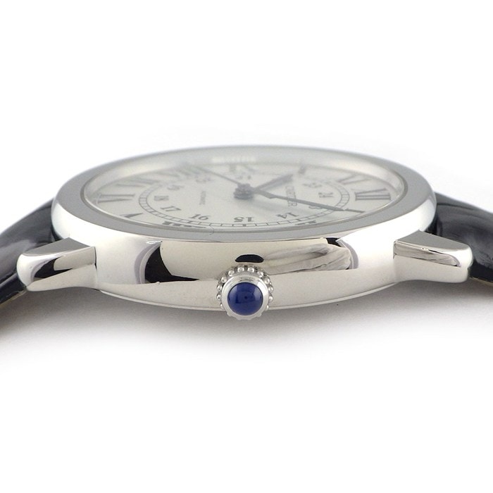 カルティエ Cartier 腕時計 ロンドソロ WSRN0021 シルバー文字盤 ローマンインデックス ブラック クロコダイルレザーベルト SS 自動巻き 【中古】