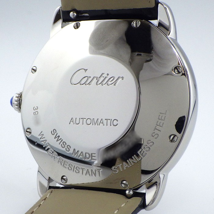 カルティエ Cartier 腕時計 ロンドソロ WSRN0021 シルバー文字盤 ローマンインデックス ブラック クロコダイルレザーベルト SS 自動巻き 【中古】