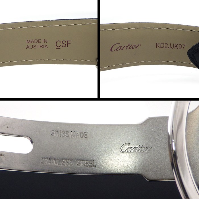 カルティエ Cartier 腕時計 ロンドソロ WSRN0021 シルバー文字盤 ローマンインデックス ブラック クロコダイルレザーベルト SS 自動巻き 【中古】