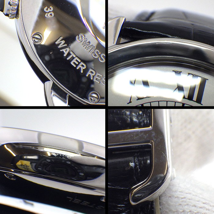 カルティエ Cartier 腕時計 ロンドソロ WSRN0021 シルバー文字盤 ローマンインデックス ブラック クロコダイルレザーベルト SS 自動巻き 【中古】