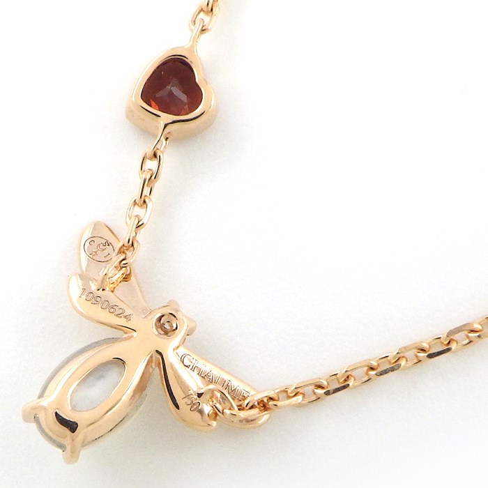 ショーメ Chaumet ネックレス アトラップ モワ ヒ゛ーモチーフ ホワイト シェル ガーネット ダイヤモンド K18PG 【中古】