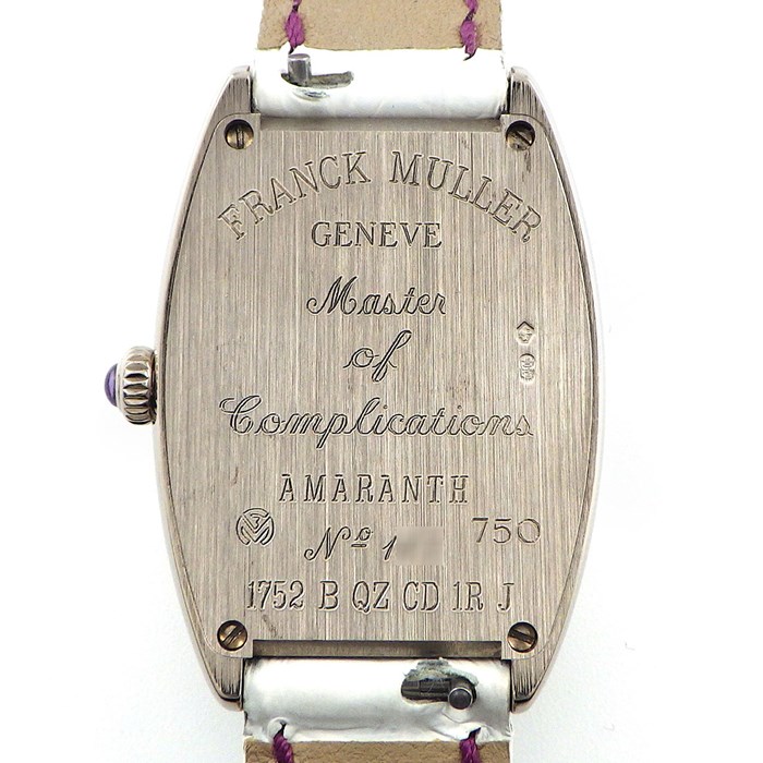フランクミュラー FRANCK MULLER 腕時計 トノウ カーベックス アマランス 1752BQZCD1RJ AMARANTH OG 日本200本限定 パープル インデックス サークル ダイヤモンド ホワイト文字盤 K18WG クロコダイルレザーベルト クオーツアナログ 【中古】 フランクミュラー FRANCK MULLER 腕時計 トノウ カーベックス