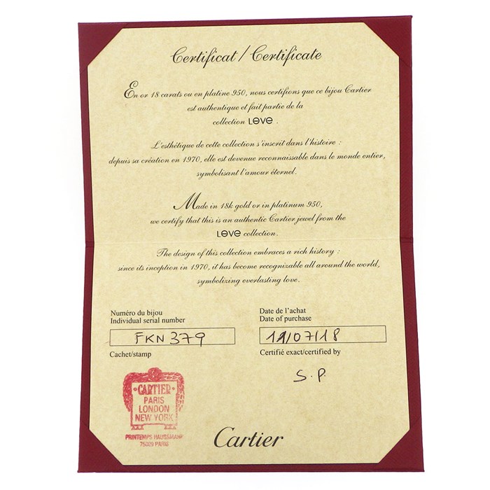 カルティエ Cartier ブレスレット ラブ SM B6047315 K18PG / #15 【中古】