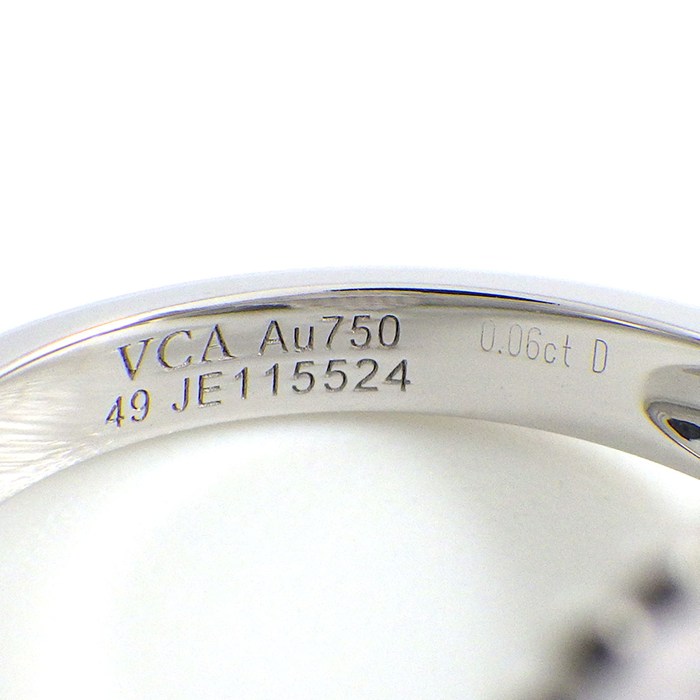 ヴァンクリーフ＆アーペル Van Cleef & Arpels リング ヴィンテージアルハンブラ VCARF48900 ホワイト シェル 1ポイント ダイヤモンド 0.06ct K18WG 9号 / #49 【中古】