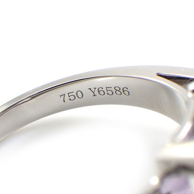モーブッサン MAUBOUSSIN リング グール ダムール 1ポイント クッションカット アメジスト 6ポイント ダイヤモンド K18WG 10.5号 【中古】