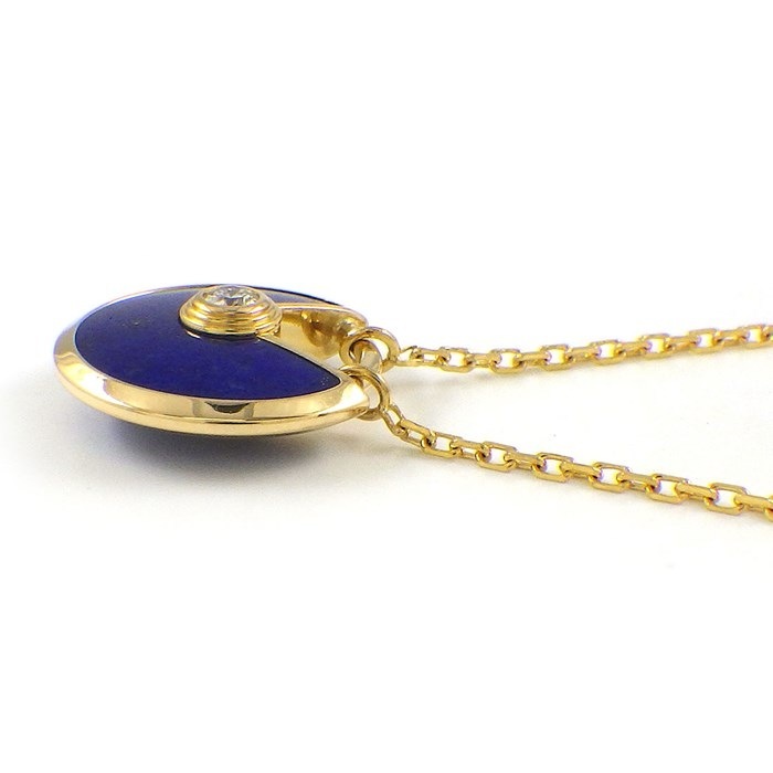 カルティエ Cartier ネックレス アミュレット ドゥ SM ラウンド サークル ラピスラズリ 1ポイント ダイヤモンド K18WG 【中古】