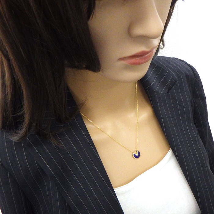 カルティエ Cartier ネックレス アミュレット ドゥ SM ラウンド サークル ラピスラズリ 1ポイント ダイヤモンド K18WG 【中古】
