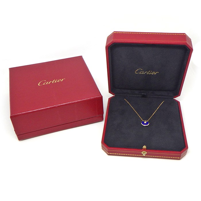 カルティエ Cartier ネックレス アミュレット ドゥ SM ラウンド サークル ラピスラズリ 1ポイント ダイヤモンド K18WG 【中古】