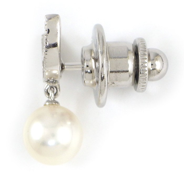 ミキモト MIKIMOTO ピンブローチ ムーン 月モチーフ パール 7mm珠 ダイヤモンド K18WG 【中古】