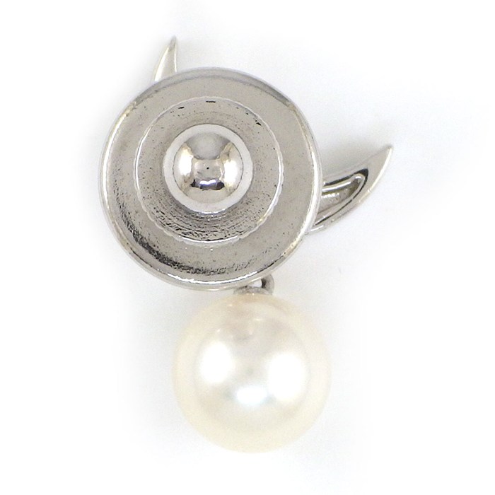 ミキモト MIKIMOTO ピンブローチ ムーン 月モチーフ パール 7mm珠 ダイヤモンド K18WG 【中古】