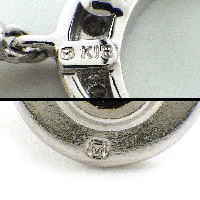 ミキモト MIKIMOTO ピンブローチ ムーン 月モチーフ パール 7mm珠 ダイヤモンド K18WG 【中古】