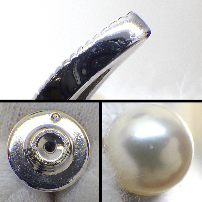 ミキモト MIKIMOTO ピンブローチ ムーン 月モチーフ パール 7mm珠 ダイヤモンド K18WG 【中古】
