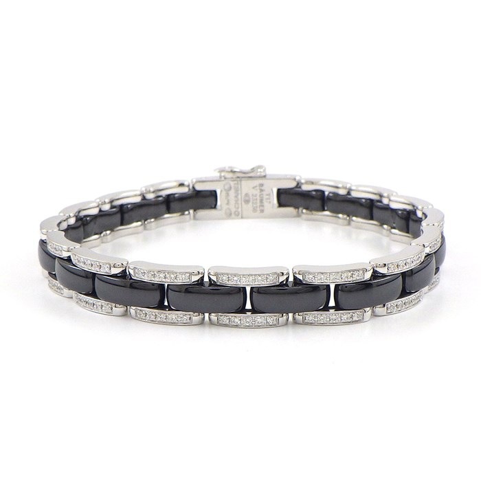 シャネル CHANEL ブレスレット ウルトラ コレクション フルサークル ダイヤモンド K18WG ブラック セラミック 黒 / #17 【中古】