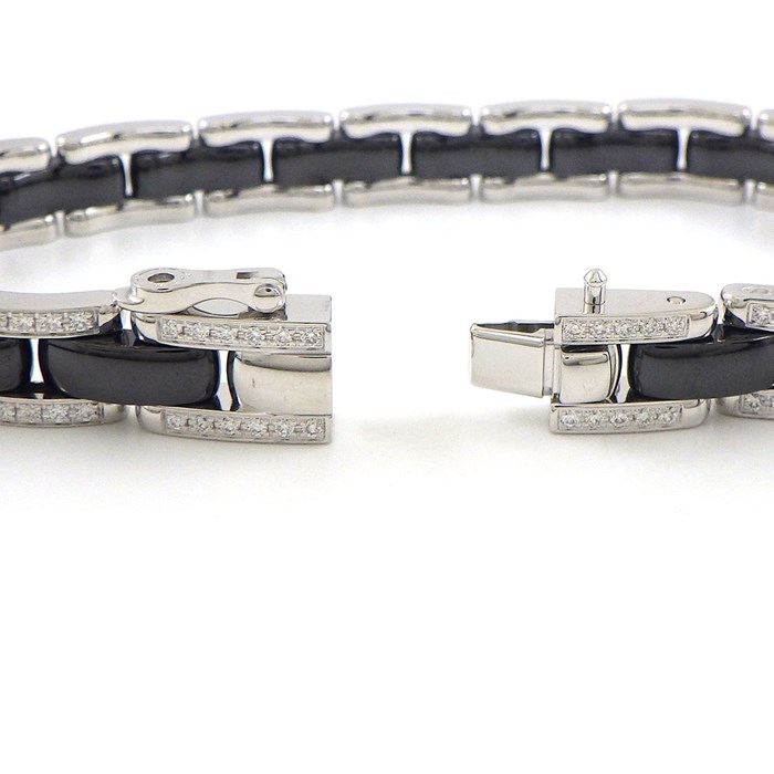 シャネル CHANEL ブレスレット ウルトラ コレクション フルサークル ダイヤモンド K18WG ブラック セラミック 黒 / #17 【中古】