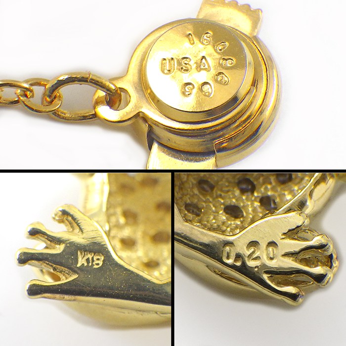 【ダイヤモンド】 ピンブローチ カエル モチーフ ラウンドブリリアントカット ダイヤモンド 計0.20ct K18YG 【中古】