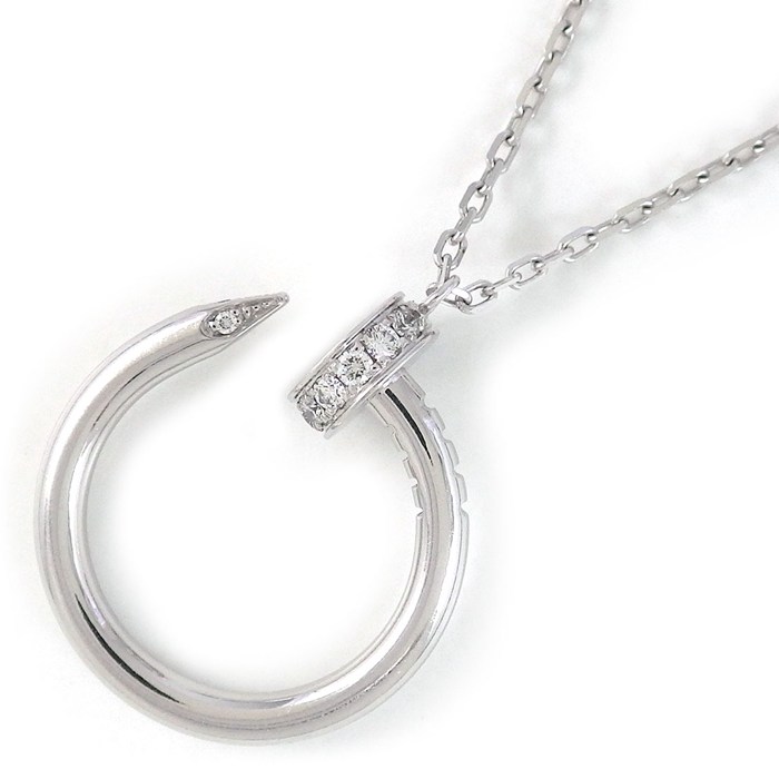 カルティエ Cartier ネックレス ジュストアンクル B7224891 釘モチーフ 14ポイント ダイヤモンド 計0.12ct K18WG 【中古】