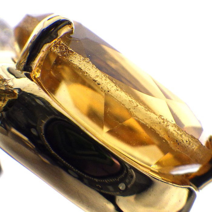【シトリン ダイヤモンド】 リング ミツバチ モチーフ 1ポイント オーバルカット シトリン 1.00ct パヴェ ダイヤモンド 0.20ct PT950 K18YG 12号