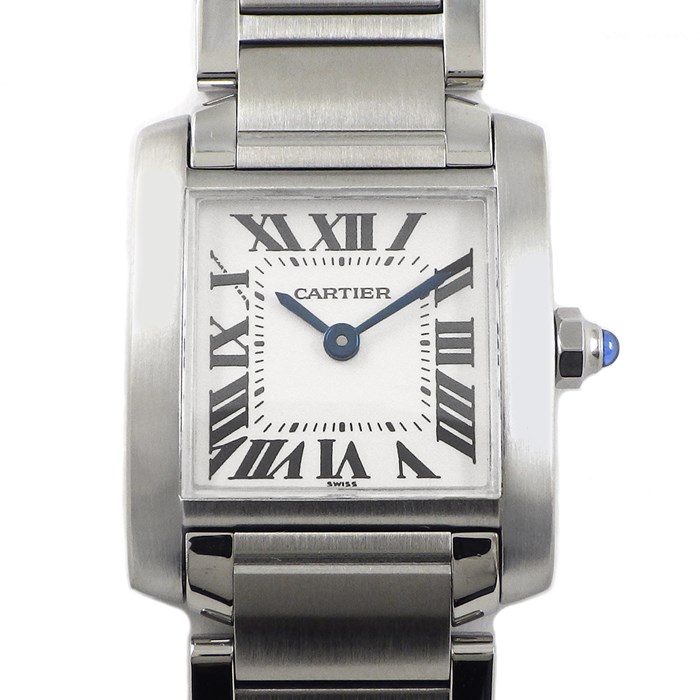 カルティエ Cartier 腕時計 タンクフランセーズ SM W51008Q3 スクエア ホワイト 文字盤 SS クオーツアナログ 【中古】